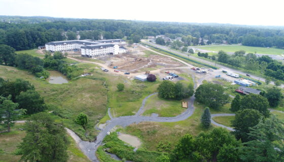 Aerial view of paving project